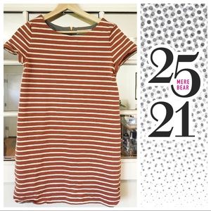 Rust and cream striped shift dress